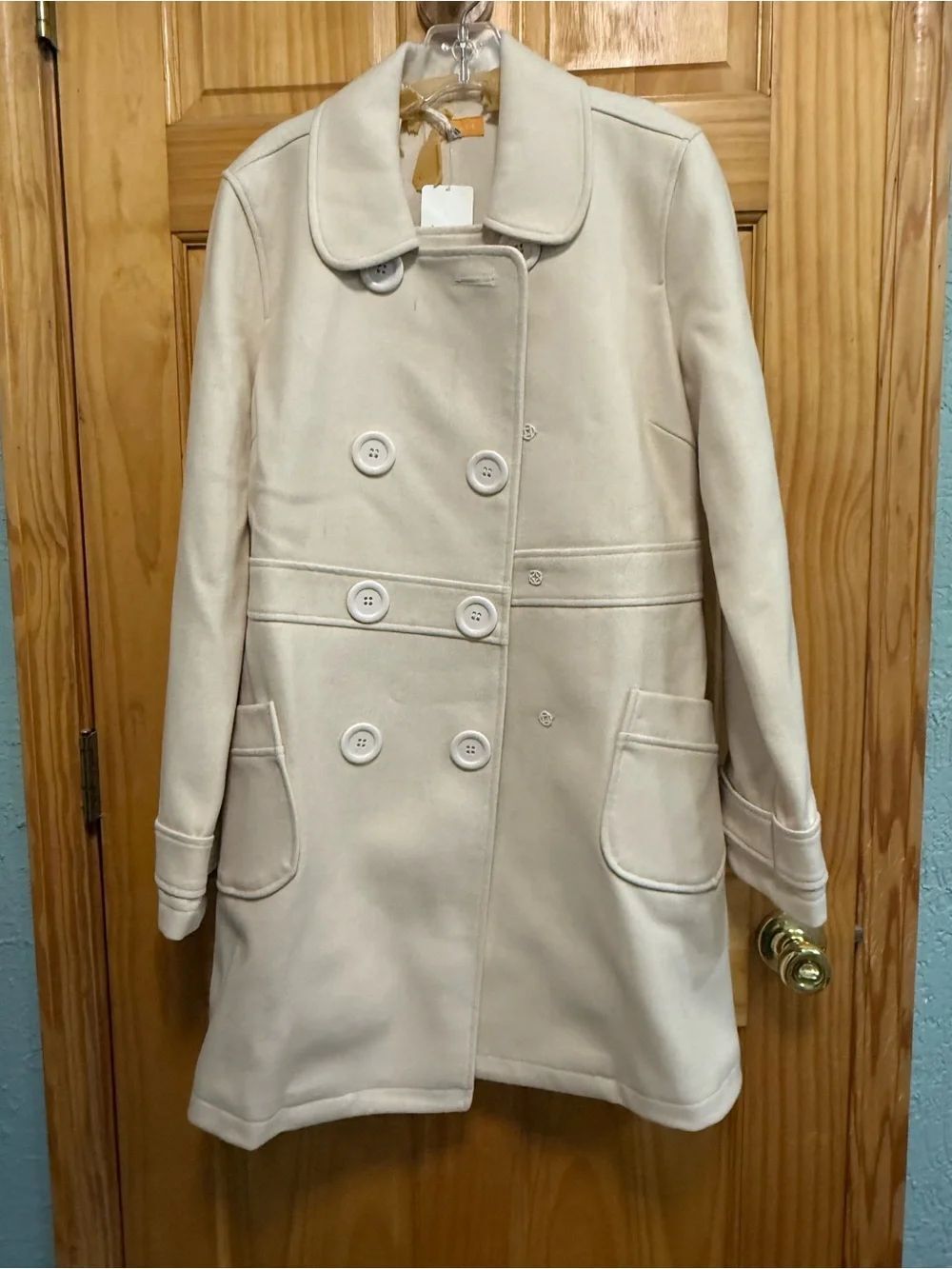 NWT Tulle Brand Pea Coat in Cream size XL